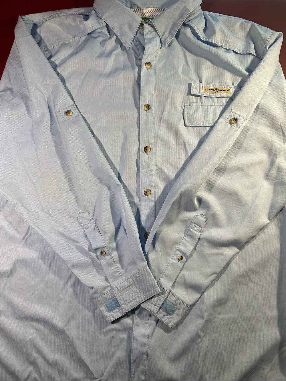Hook & Tackle Fishing Light Blue Long-Sleeve Button Shirt